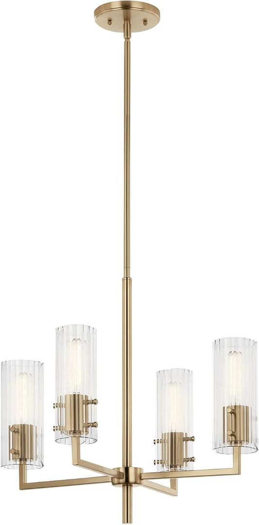 Velestino 20.5" 4 Light Chandelier in Champagne Bronze, for Small Foyer, Dining Room, Living Room, Bedroom, (19.25" x 20.5") 52678CPZ