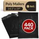 Reli. (440 Pcs) 14.5x19" Black Poly Mailers | Bulk Shipping Bags for Small Business | Black Mailing Bags for Shipping | Packaging for Clothing | Non-Padded Envelopes/Polybags, Self Seal
