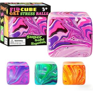 1 Pack Fidget Toys Squishy Stress Cube, Stress Balls for Kids Adults Squishies Stress Relief, Ice Squishy Cube Sugar Balls, Sensory Toys for Kids with Autism, Fidgets for Classroom Prize Toys (Pink)