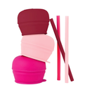 Boon Snug Straw Universal Silicone Straw Lids  Multi (3pk), Pink