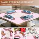 Preppy Hot Pink Leopard Cheetah Mahjong Mat for Table 31.5x31.5 in, Girly Funky Y2K Cheetah Mahjong Table Mat Cover Anti Slip Noise Reduction for Mah Jong Card Board Tile Games