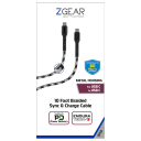 ZGear 10 Foot Braided Sync & Charge Cable - White/Black, For USB-C TO USB-C