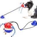 Interactive Dog Toys - Aggressive Chewer Suction Cup Tug of War, Indestructible Puzzle Toys & Treat Dispensing Ball for Dog Enrichment (Blue)