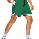 JWM Mens 5" Basketball Gym Athletic Sports Shorts with Zipper Pockets Green (Green, XXL)