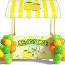 SmoothNovelty Lemonade Stand Supplies Kits Summer Fresh Lemonade Stand Decorations Include Shelf, Banner, Roof, 40 Balloons for Outdoor Lemon Themed Party Decor Community Market