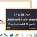 Magnetic Chalkboard 17x25 Double-Sided Chalkboard and Whiteboard 2-in-1 Hanging Wall Wood Framed Decor Blackboard and Dry Erase Whiteboard for Kids, Home, Restaurant