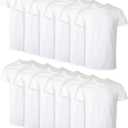 Hanes Men's Cotton, Moisture-Wicking Crew Tee Undershirts, Multi-Packs (Large, White - 12 Pack)