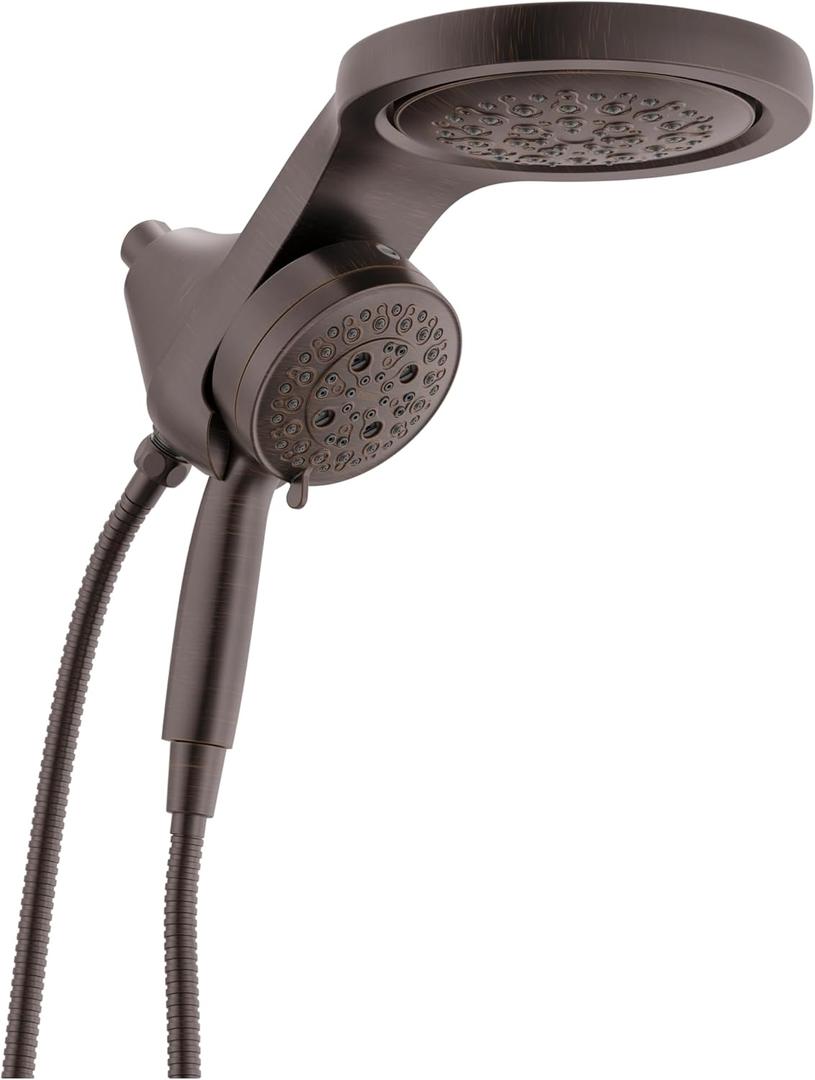 Delta 6-Setting HydroRain Premium 2-in-1 Dual Shower Head with ProClean Spray, Oil Rubbed Bronze High Pressure Shower Head with Handheld Spray, 1.75 GPM Flow Rate, Venetian Bronze 56000-RB25