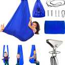 Double Layer Sensory Swing for Kids & Adults | Indoor Therapy Sensory Swing with 360 Swivel Hanger Kit & Holds up to 220lbs | Sensory Joy Therapy Swing Hammock - 140" x 150" (Blue)