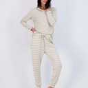 Real Essentials 2 Pack: Women's Soft Long Sleeve Sleep Set - Comfortable Lounge Pull Over Hoodie and Henley Jogger (XXL)