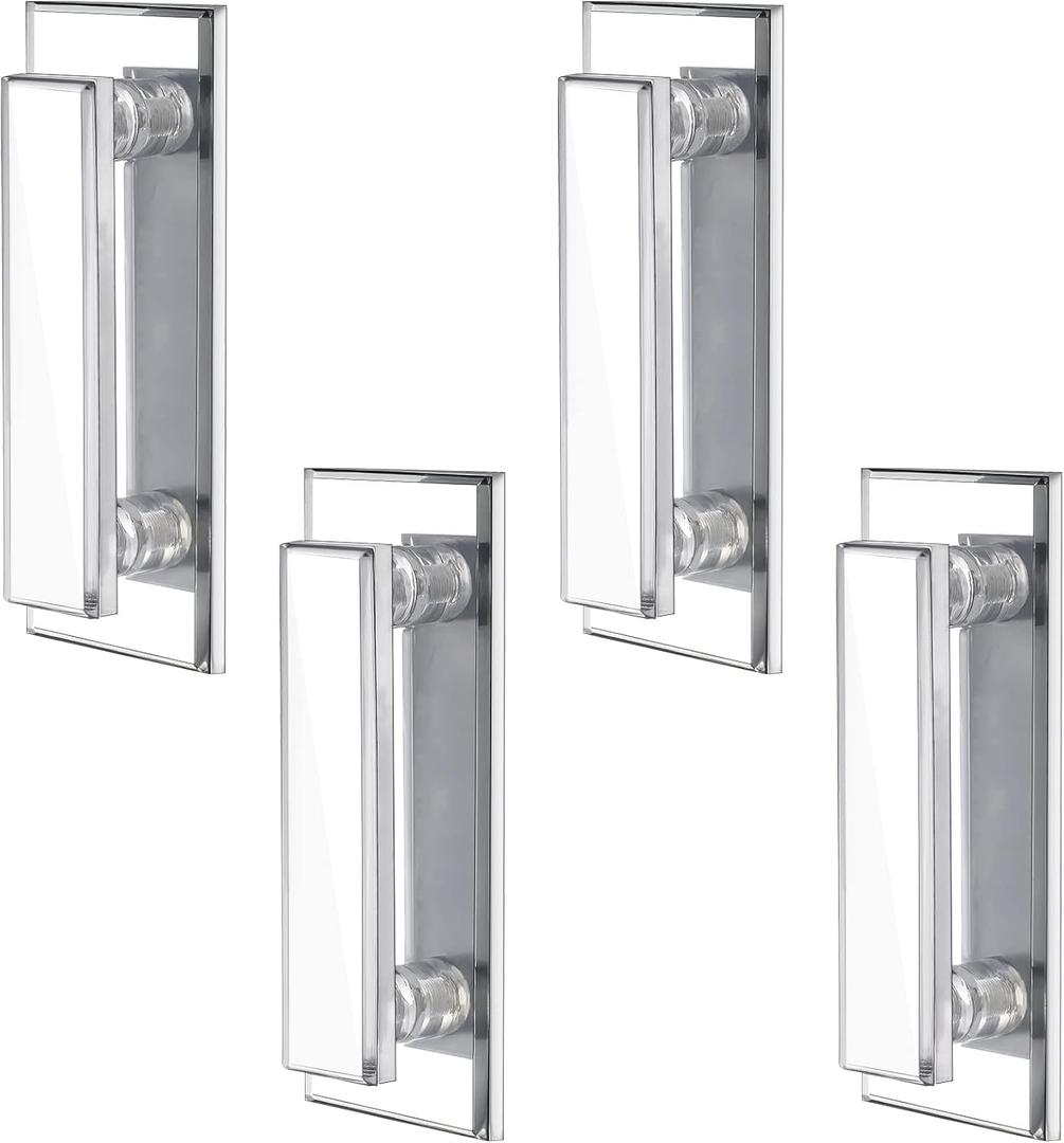 Weysat 4 Pcs Mirror Closet Door Pulls Handle Adhesive Self Stick Acrylic Drawer Handle Knob Large Clear Instant Stick on Knobs for Closet Cabinet Wardrobe Windows Dresser Sliding Door (5 x 2 Inch)