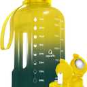 AQUAFIT 64 oz Water Bottle with Time Marker - Straw & Chug Lid - BPA Free Half Gallon Gym Water Bottle with Handle - Big Gallon Jug (Forest Fade, 64 Ounces)