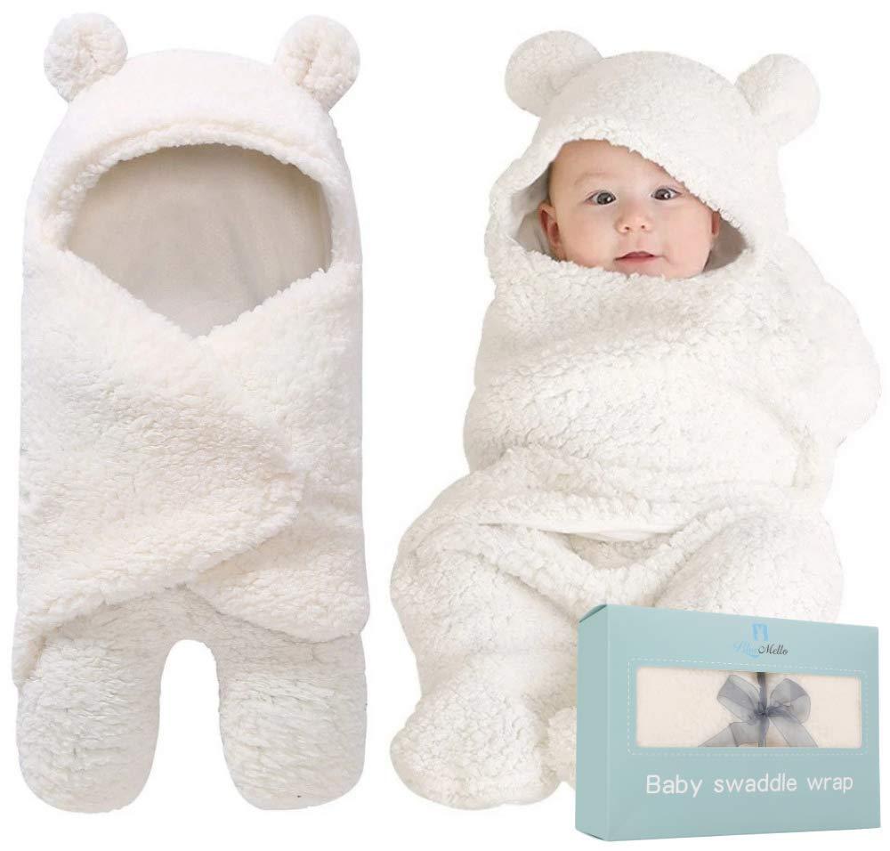 Baby Swaddle Blanket | Ultra-Soft Plush Essential for Infants 0-6 Months | Receiving Swaddling Wrap White | Ideal for Baby Boy Accessories and Newborn Registry | Perfect Baby Girl Shower Gift (White)
