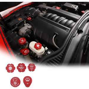 5PCS Alloy Engine Cabin Fluid Switch Trim Cover For Corvette C6 2005-2013 Red