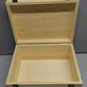 Frcctre Extral Large Unfinished Wooden Box, 13 x 10 x 6.5 inch Natural Unfinished Pine Wood Box with Hinged Lid and Front Clasp for DIY Craft Art Hobbies and Home Storage