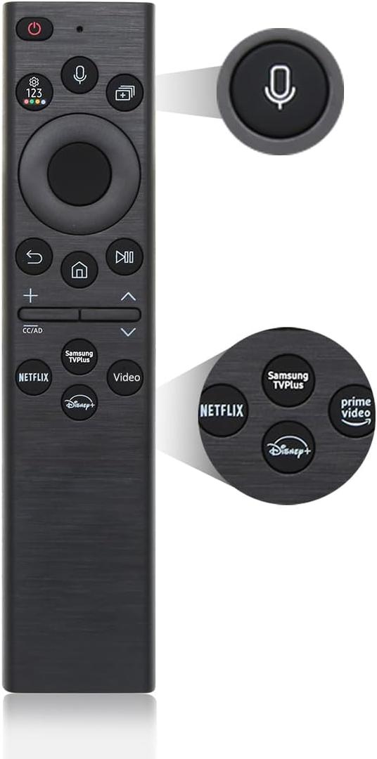 Replacement for Samsung TV Remote, for All 2018-2025 Samsung Remote Control for Smart TV with Voice Control Black (No Solarcell)