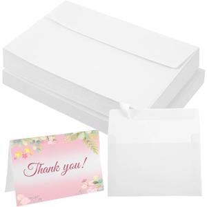 30 Set Watercolor Paper Cards with Envelopes, Adhesive Closure 4x6 Envelopes and Blank Cards, Foldable Blank Greeting Card, Wedding Card, Watercolor Paper for DIY Thank Notes Invitations (White)