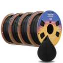OVERTURE 4KG Bundle PLA Filament 1.75mm, Neatly Wound 3D Printer Filament 4 Pack 1kg Spool (2.2lbs), Dimensional Accuracy +/- 0.02 mm, Fit Most FDM 3D Printers (Black 4-Pack)
