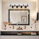 5-Light Black Bathroom Light Fixtures Over Mirror Modern Vanity Lights Crystal Wall Sconce Vintage Bathroom Lighting with Crystal Shade E26 Base for Bedroom, Living Room, Hallway