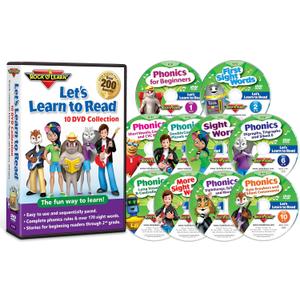 Lets Learn to Read 10 DVD Collection by Rock N Learn (170 sight words, covers all phonics rules, vowels, consonants, blends, digraphs, practice sections to build reading fluency, 80 downloadable worksheets and more.)