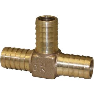 Merrill Mfg RBDTNL75 No Lead Bronze Insert Tee, 3/4 in x 3/4 in x 3/4 in Hose Barb 3-Way Fitting, Construction Grade for Poly Pipe