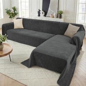 Houmiggle 2 Pieces Sectional Couch Covers L Shaped Cover XXL Navy Blue