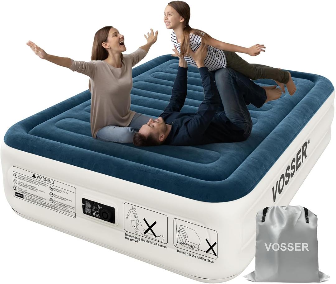 Twin Air Mattress with Built-in Pump,Fast & Easy Inflation/Deflation Inflatable Mattress, Foldable Blow Up Mattress with Storage Bag, Inflatable Bed for Home, Camping & Guests (TwinXL 15''(Standard Height), Navy Blue)