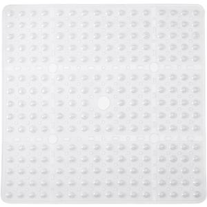 EENKOSI Square Shower Mat 27x27 inch - Large Clear Anti Slip Shower Floor Stall Mat - Non Slip Square Bathroom Bath Mat with Strong Secure Suction Cups and Drain Holes in Middle (Clear)