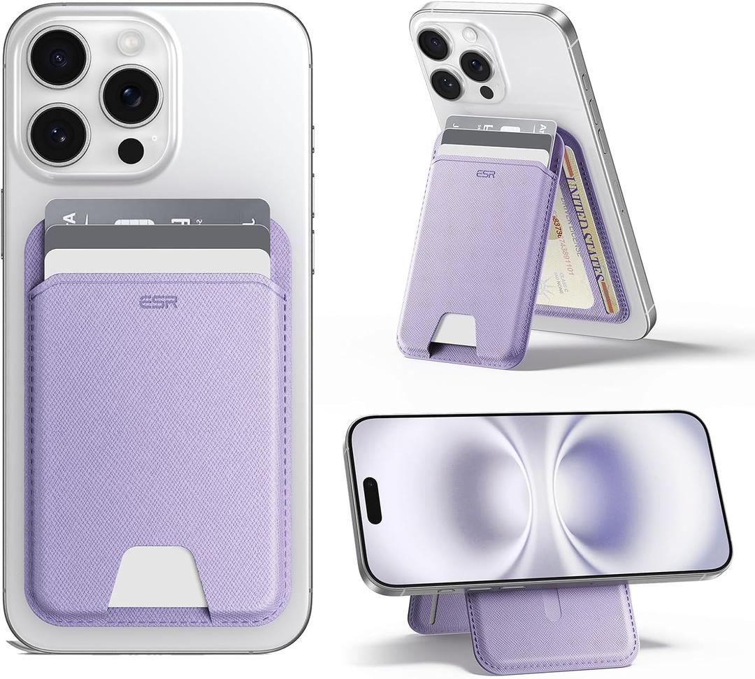 ESR Upgraded Aura for MagSafe Wallet, 5 Card-Holder with Adjustable Stand, RFID Blocking, Magnetic Wallet for iPhone, Slim for iPhone 17/16/15/14/13/12 Series, Not for Mini, Lavender