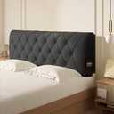 VKZ Headboard Pillow Full, 47" x 24" Reading Pillows and Bed Pillow for Sitting Up, Upholstered Bolster Body Pillow with Removable Head Board Cover for Bed Dorm Sofa Floor Back Support, Black
