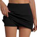 Sarin Mathews Women's Skort 95% Cotton Mini Tennis Skirt with Built-in Shorts and Pockets for Golf Pickleball Running, (Medium, Black)