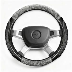 Heavy Duty Truck Steering Wheel Cover 17.5-18 Inch, Carbon Fiber with Anti-Slip Grip, X-Large Wheel Protector for Commercial Semi-Trucks, Buses and RVs (Gray/Black)
