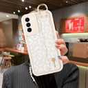 MOWIME Compatible with Samsung Galaxy S21 Case with Wrist Strap, Cheetah Print Shockproof Soft TPU Protective for Women Girls, Slim Anti Scratch Case for Galaxy S21 6.2 Inch, White