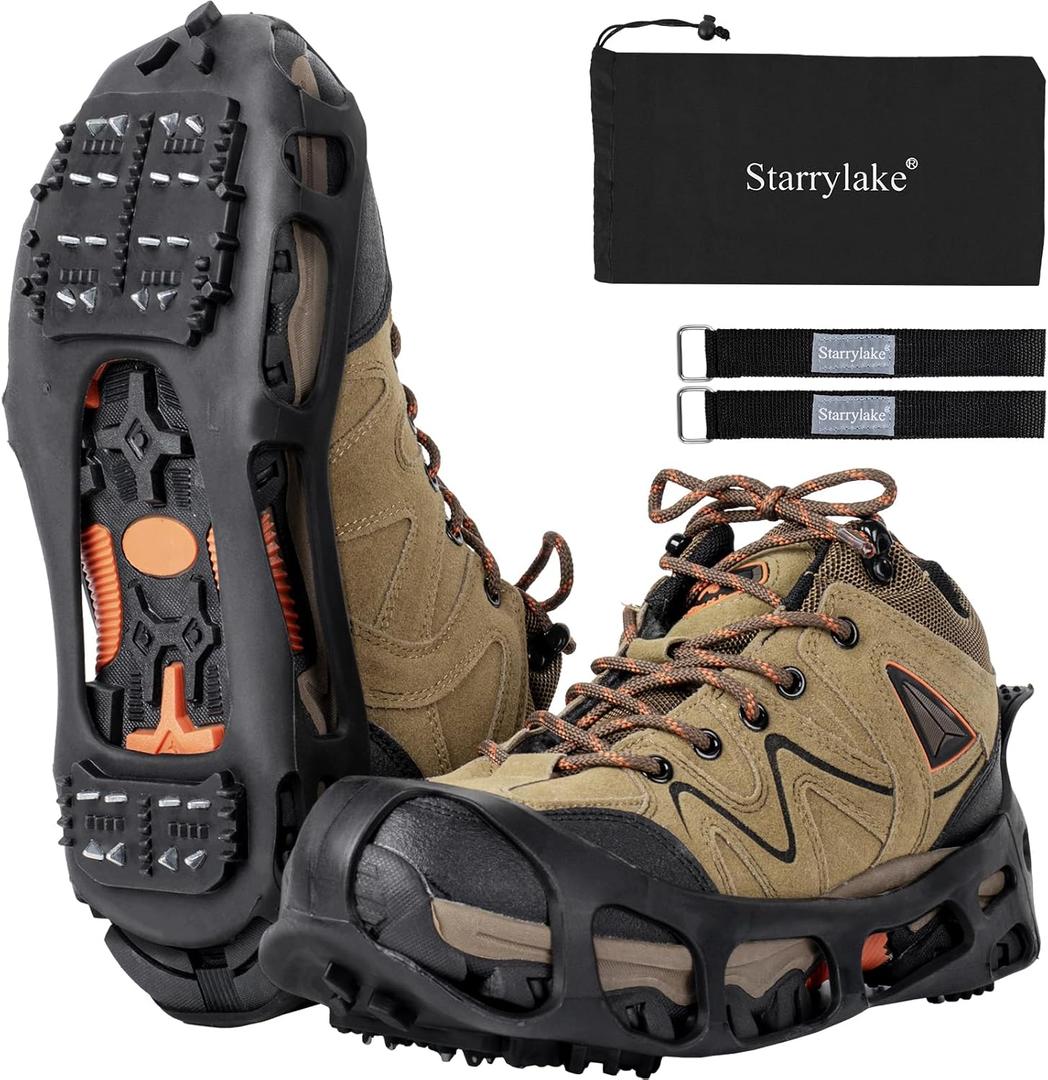 Ice Snow Traction Cleats with 24 Steel Studs Crampons Anti Slip for Walking, L
