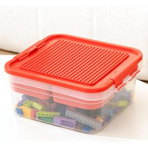Toys Storage Organizer Bins for Lego, Building Blocks Storage with Building Baseplate Lid, Storage Containers for Building Brick Storage Plastic Stackable Organizer Bin Toy Chest
