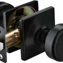 Black Door Knobs with Square Rosette,Pismo Passage Door Knob for Hall & Closet,Non-Locking Interior Door Knobs