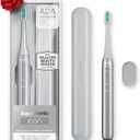 Aquasonic Icon ADA-Accepted Rechargeable Toothbrush | Magnetic Holder & Slim Travel Case | 2 Brushing Modes & Smart Timers | Gentle Micro-Vibrations (Stone) (1 Count (Pack of 1))