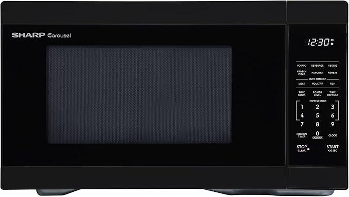 SHARP Countertop Microwave Oven with Removable 12.4\" Carousel Turntable, 1000 Watt, 1.1 Cubic Feet, Black