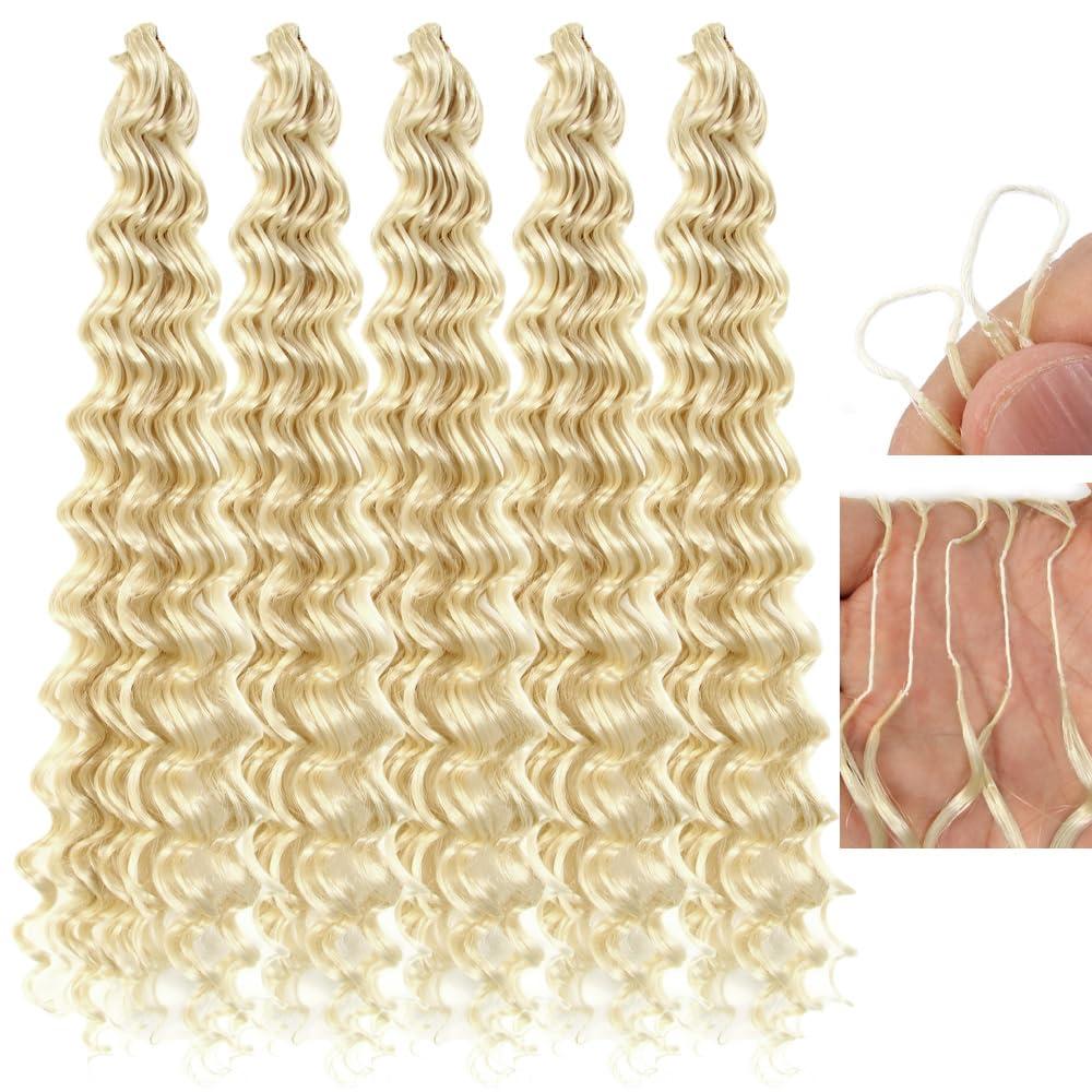 Miracle Knots Feather Crochet Hair, 16 Inch, 100 Strands, Pre-Separated, Invisible Synthetic Hair Extensions for Black Women, Short Deep Wave and Burmese Curly (613#)