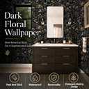 Black and Gold Peel and Stick Wallpaper Moody Dark Floral Contact Paper | 34.6"x196.8" Flower Leaf Vintage Waterproof Self Adhesive Wall Paper Boho for Bathroom Living Room Cabinet Shlef DIY Decor