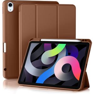 Akkerds Compatible with iPad Air 11 Inch Case 7th/6th Generation (M3/M2) 2025/2024, for iPad Air 5th/4th Generation Case 10.9 Inch 2022/2020 with Pencil Holder[Auto Sleep/Wake], Brown