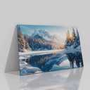 Snow Capped Mountain Wall Art Park Landscape Modern Artwork Painting Print on Canvas Framed Picture for Living Room Bathroom Bedroom Home Wall Decoration Ready to Hang [18''Wx12''H]