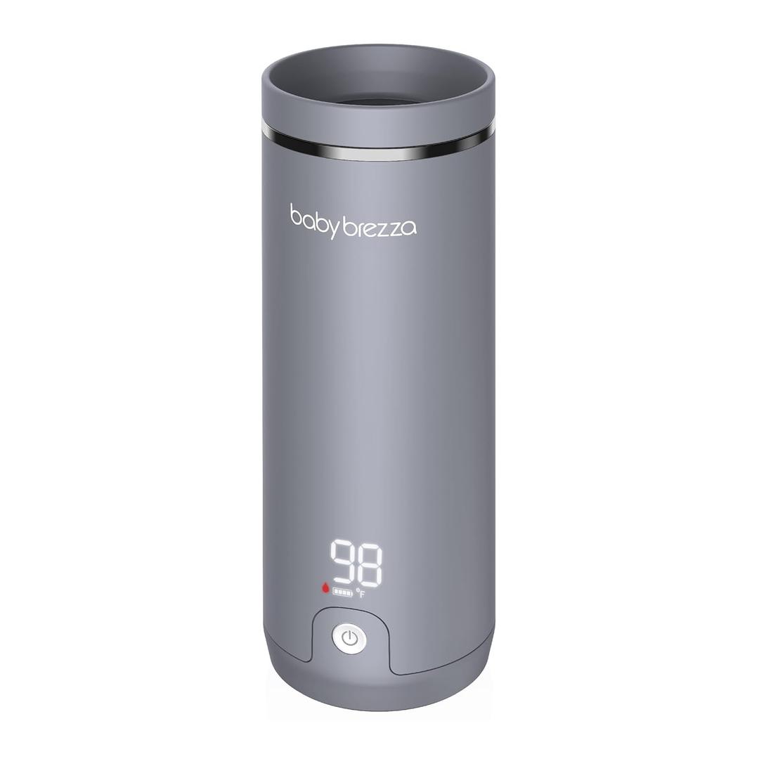 Baby Brezza SuperFast Portable Baby Bottle Warmer  67% Faster - Travel Breastmilk Warmer and Formula Warmer - Safe, Even Heating - Up to 9oz - No Adapters, Grey (Gray)