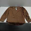 Blouses for Women Business Casual Tops Satin Silk V Neck Long Sleeve Button Down Shirts Work Blouses (Small, Brown)