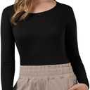 32 Degrees Heat Womens Lightweight Baselayer Scoop Top  Thermal Long Sleeve Shirt for Cold Weather (Large, Black)