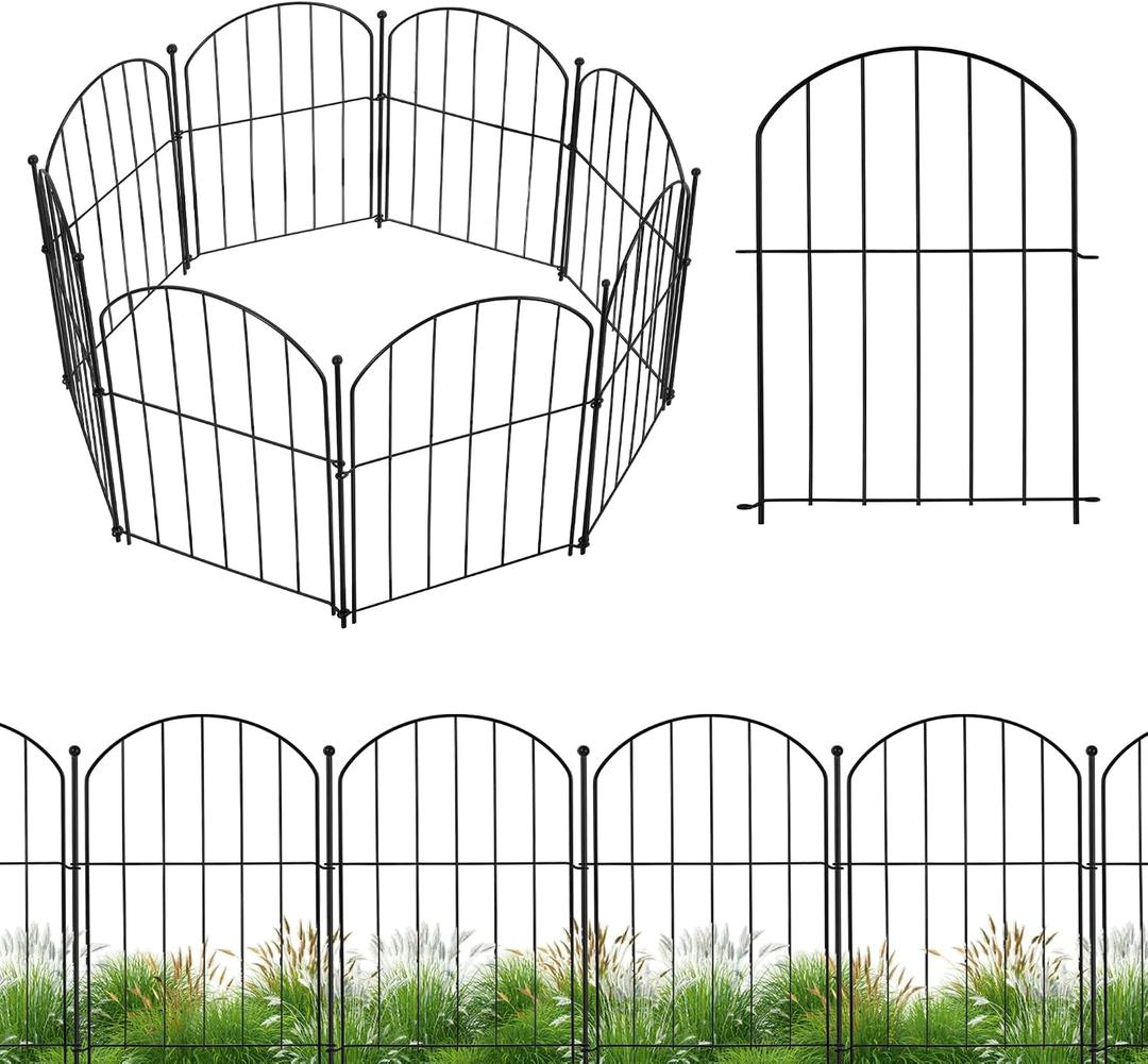 Garden Fence 10 Panels, 17 in(H) x 10 ft(L) Arched Rustproof Metal Garden No Dig Fence Border Animal Barrier for Dog Flower Edging for Yard Patio Outdoor