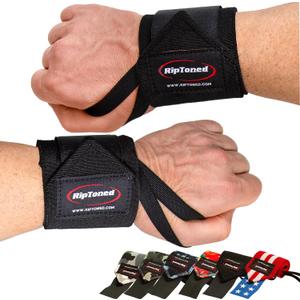 Rip Toned 18 Wrist Wraps - Wrist Straps for Weightlifting - Lift Better, Protect Wrist Pain - Adjustable, Durable, Machine Washable - Wrist Wraps for Weightlifting - USPA Endorsed for Men & Women (Stiff Fit, Black)