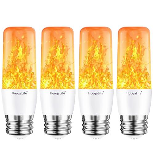 HoogaLife Flame Light Bulbs, E26 Led Light Bulb with Effect of Real Candle Fire Light, 3w Flame Bulb with Upside Down Effect, for Christmas Halloween Home Party Holiday House Room Porch, Set of 4