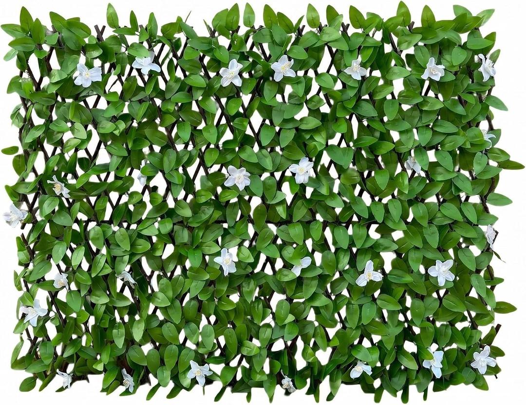Expandable Privacy Fence, White Orchid, 120 x 22 in