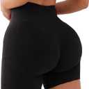 Shorts for Women Workout Yoga Gym Athletic Running Volleyball Tummy Control Compression with Pockets (US, Alpha, Large, Regular, Regular, Black)